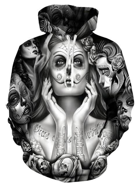 3D Printed Tattoos Skull Hoodies